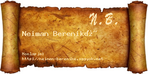 Neiman Bereniké névjegykártya